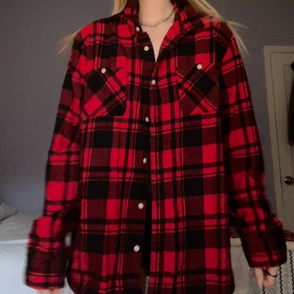 Red and black oversized flannel